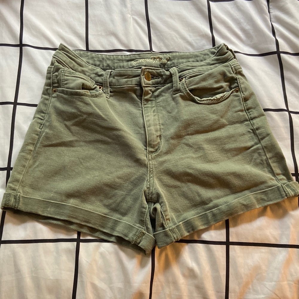 universal thread olive green denim shorts
